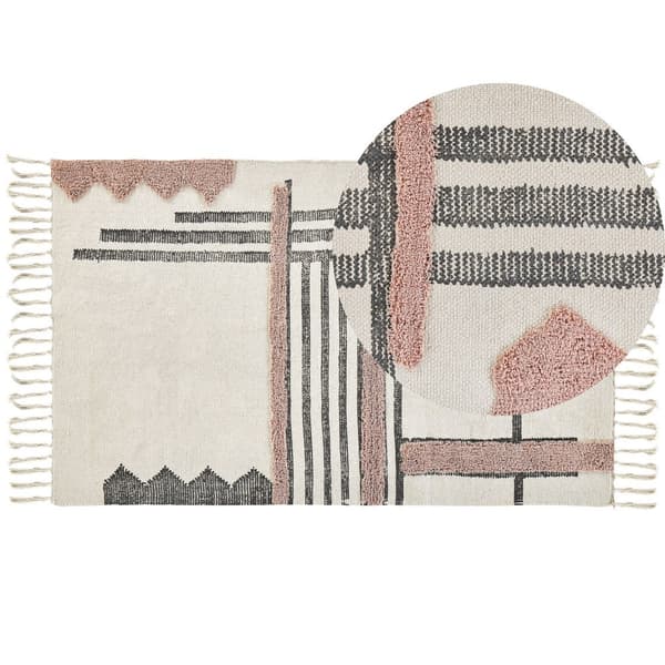 Bomuldstæppe 80 x 150 cm beige og sort MURADIYE Lumarko!