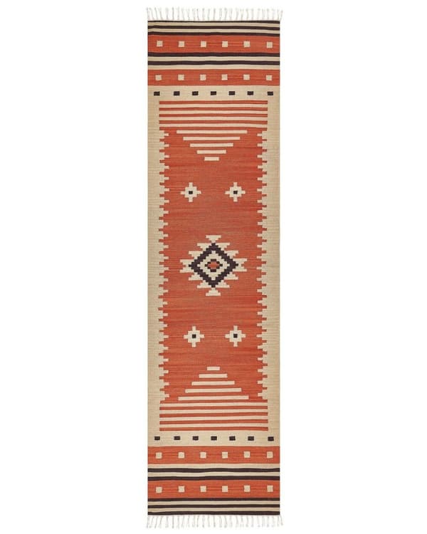 Bomulls kelim matta 80 x 300 cm orange GAVAR Lumarko!