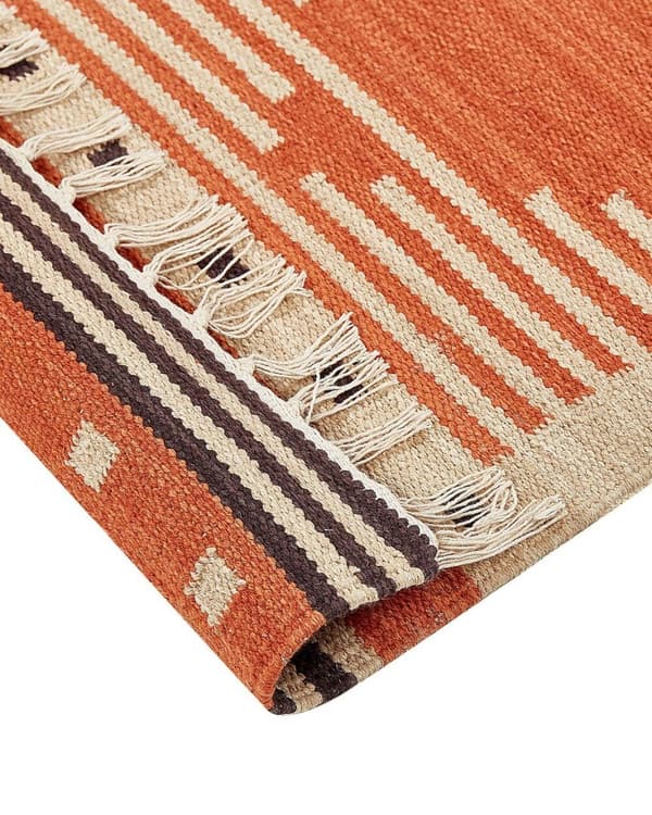 Bomulls kelim matta 80 x 300 cm orange GAVAR Lumarko!