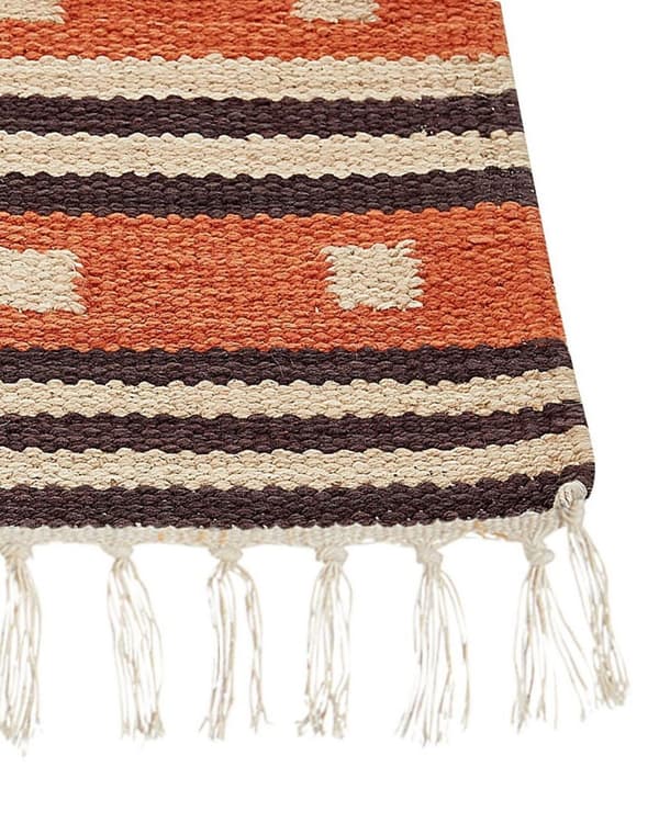 Bomulls kelim matta 80 x 300 cm orange GAVAR Lumarko!