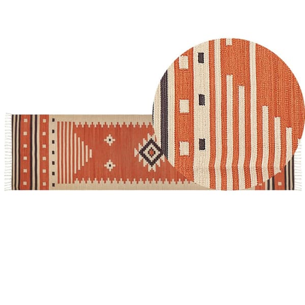 Bomulls kelim matta 80 x 300 cm orange GAVAR Lumarko!