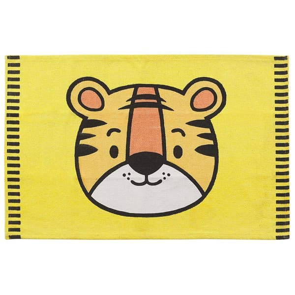 Børnetæppe i bomuld med tigermotiv 60 x 90 cm gul RANCHI Lumarko!