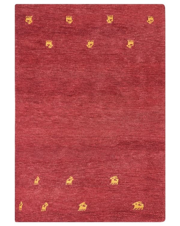 Uld gabbeh tæppe 160 x 230 cm rød YARALI Lumarko!
