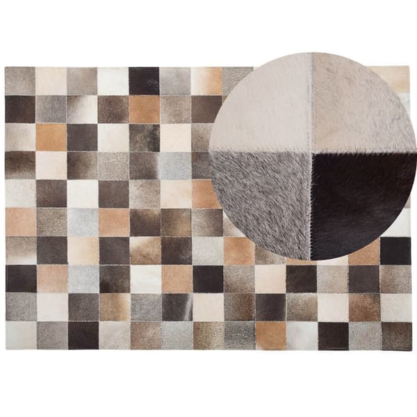 Læder patchwork tæppe 160 x 230 cm flerfarvet SOKE Lumarko!