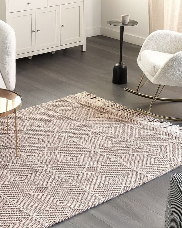 Uldtæppe 160 x 230 cm beige-brun KESTEL Lumarko!