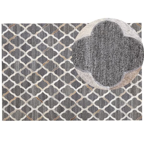 Nahkamatto 160 x 230 cm harmaanbeige ROLUNAY Lumarko!