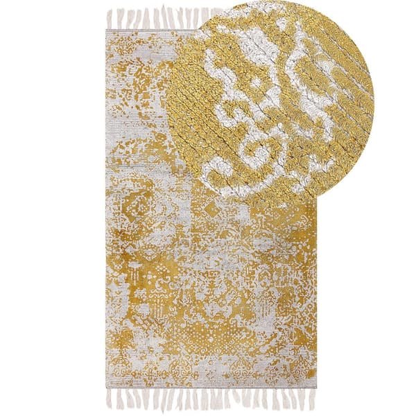 Viskosetæppe 80 x 150 cm gul-beige BOYALI Lumarko!