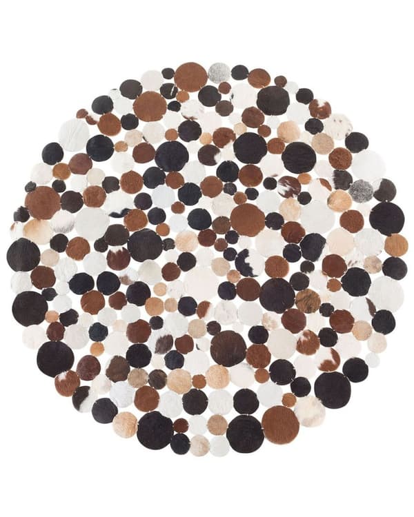 Rundt lædertæppe 140 cm brun SORGUN Lumarko!