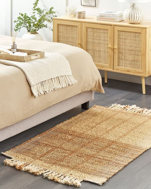 Jute tæppe 80 x 150 cm beige KARKIN Lumarko!