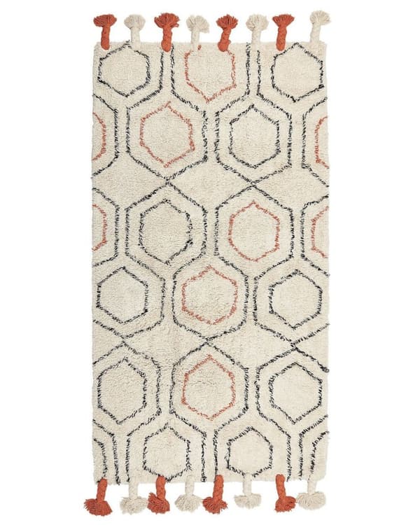 Puuvillamatto 80 x 150 cm beige-oranssi HAJIPUR Lumarko!