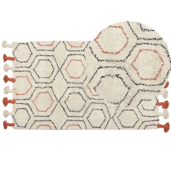 Puuvillamatto 80 x 150 cm beige-oranssi HAJIPUR Lumarko!
