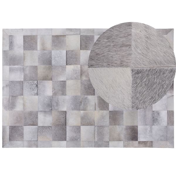 Patchwork-lädermatta 160 x 230 cm grå ALACAM Lumarko!