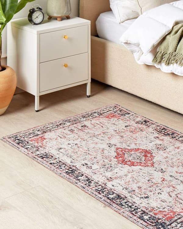Bomuldstæppe 80 x 150 cm rødt og beige ATTERA Lumarko!