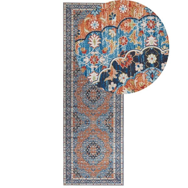 Matto 80 x 240 cm sininen oranssilla MIDALAM Lumarko!