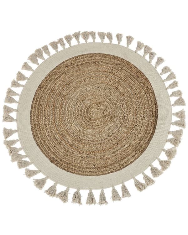 Rundt jutetæppe 120 cm beige SAMSUN Lumarko!