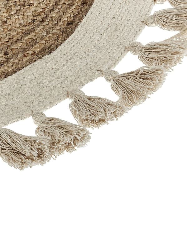 Rundt jutetæppe 120 cm beige SAMSUN Lumarko!