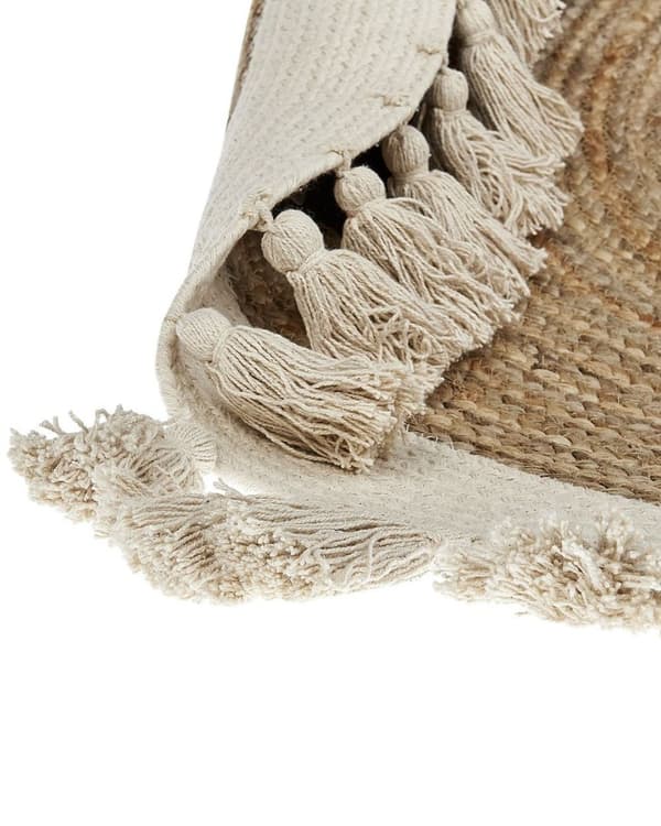 Rundt jutetæppe 120 cm beige SAMSUN Lumarko!