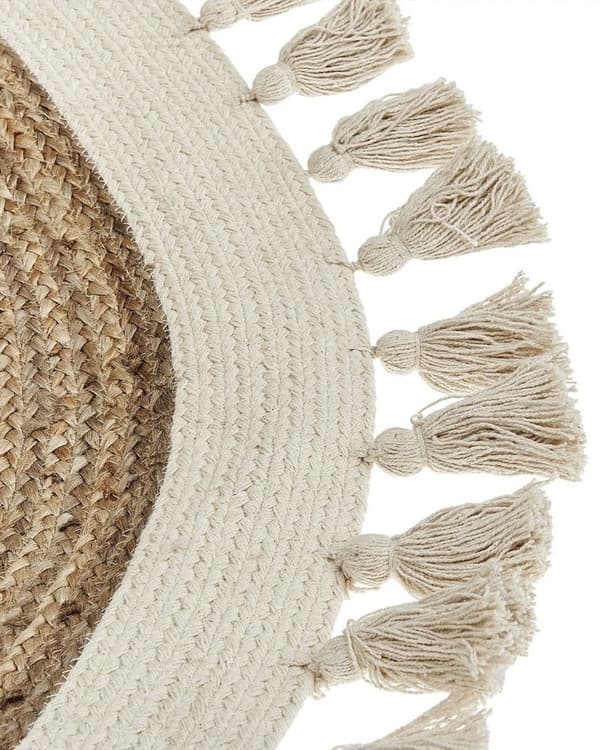 Rundt jutetæppe 120 cm beige SAMSUN Lumarko!