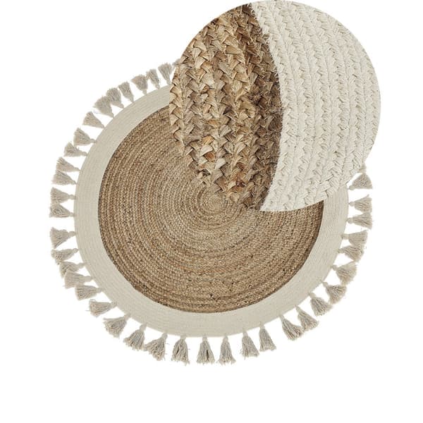 Rundt jutetæppe 120 cm beige SAMSUN Lumarko!