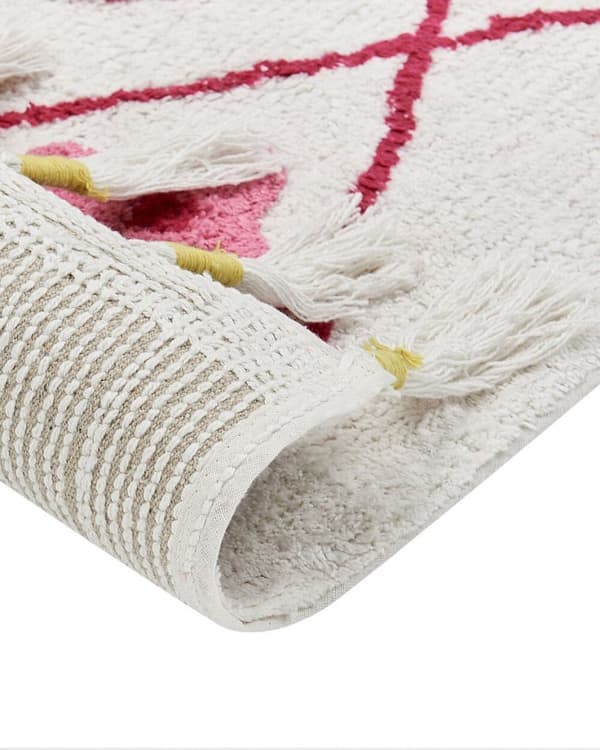 Barnmatta i bomull 160 x 230 cm vit med rosa CAVUS Lumarko!