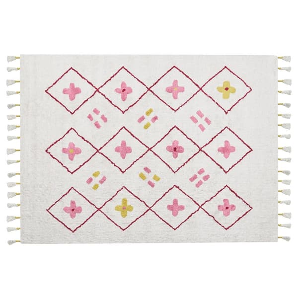 Barnmatta i bomull 160 x 230 cm vit med rosa CAVUS Lumarko!