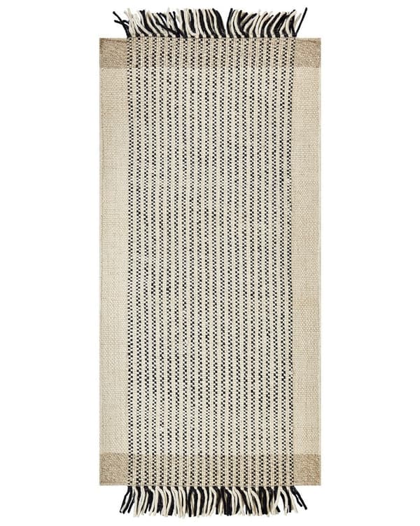 Uldtæppe 80 x 150 cm beige og sort DIVARLI Lumarko!