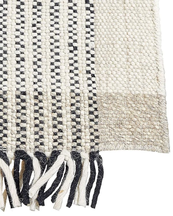 Uldtæppe 80 x 150 cm beige og sort DIVARLI Lumarko!