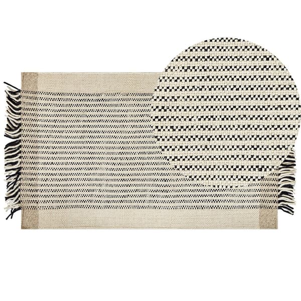 Uldtæppe 80 x 150 cm beige og sort DIVARLI Lumarko!