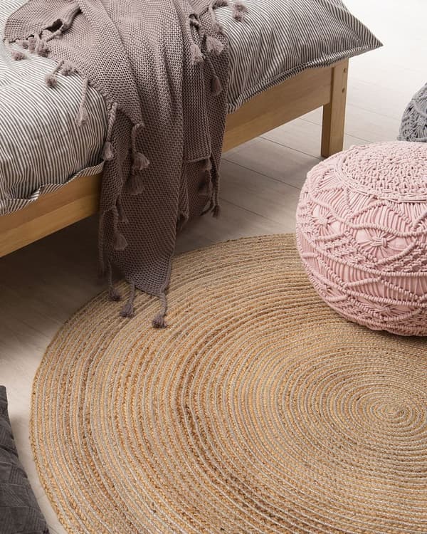 Pyöreä juuttimatto 140 cm beige AKBELEN Lumarko!