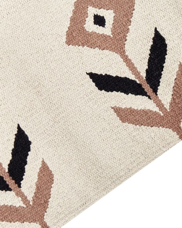 Bomulds kelimtæppe 140 x 200 cm beige-sort NIAVAN Lumarko!