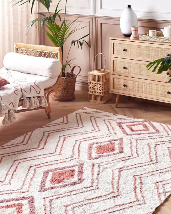 Bomuldstæppe 140 x 200 cm beige-rosa KASTAMONU Lumarko!