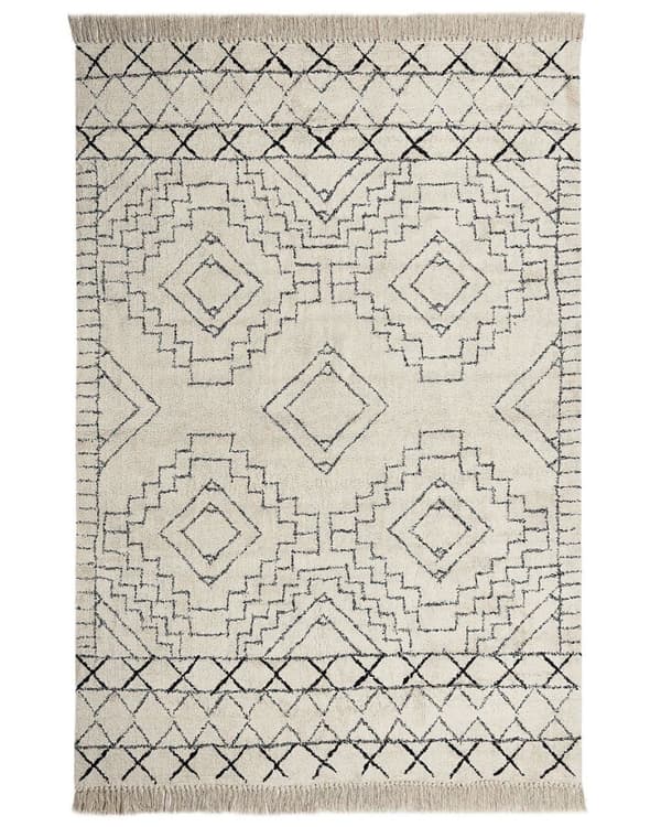 Bomuldstæppe 160 x 230 cm beige-sort ZEYNE Lumarko!