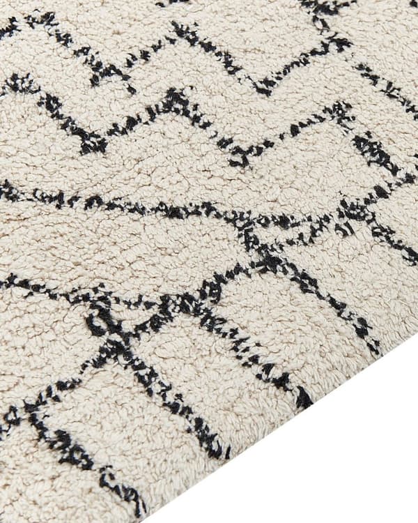 Bomuldstæppe 160 x 230 cm beige-sort ZEYNE Lumarko!