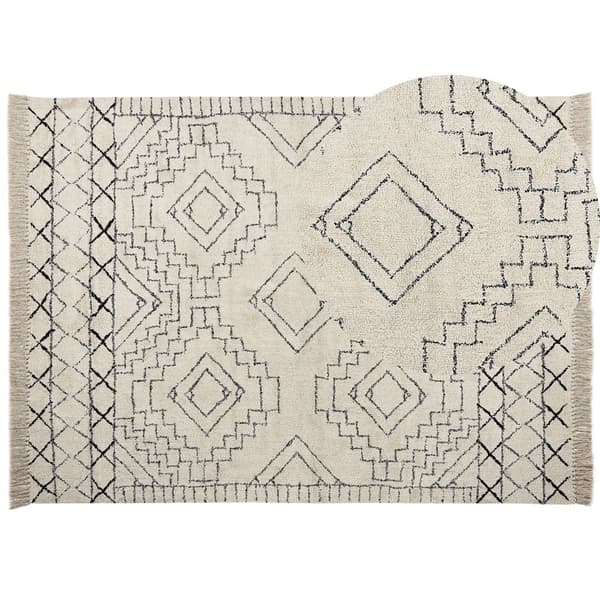 Bomuldstæppe 160 x 230 cm beige-sort ZEYNE Lumarko!