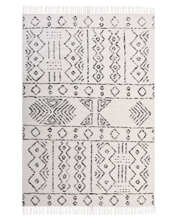 Uldtæppe 140 x 200 cm sort og hvid ALKENT Lumarko!