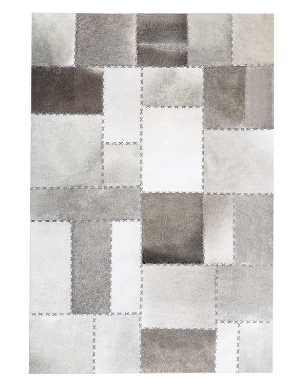 Patchwork lædertæppe brungråt 140 x 200 cm PERVARI Lumarko!