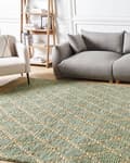 Miniatyrbillede 3 af 8: Jute tæppe 200 x 300 cm grøn med beige TELLIKAYA Lumarko!