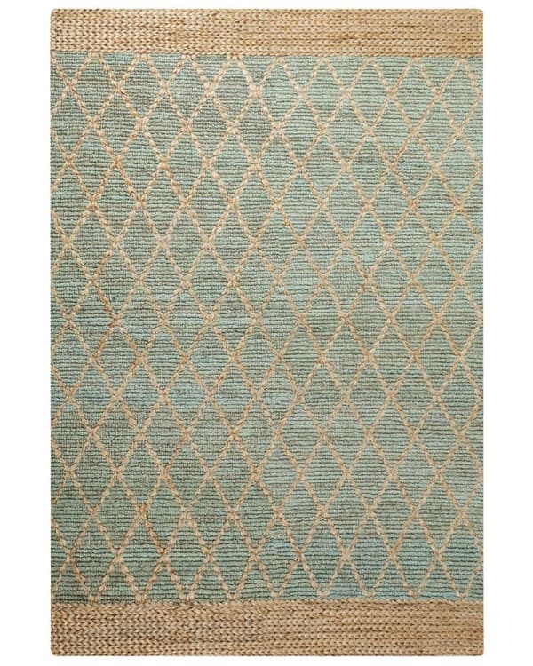 Jute tæppe 200 x 300 cm grøn med beige TELLIKAYA Lumarko!