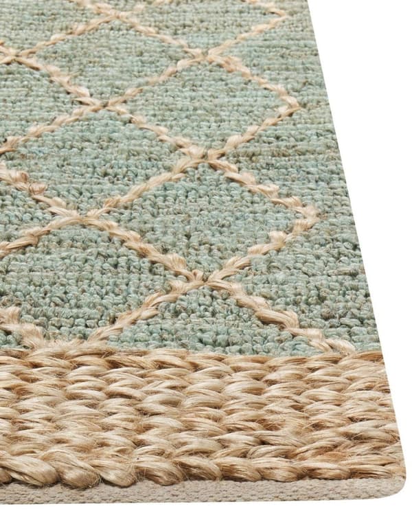 Jute tæppe 200 x 300 cm grøn med beige TELLIKAYA Lumarko!