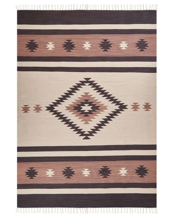 Bomulds kelimtæppe 200 x 300 cm beige-brun ARAGATS Lumarko!