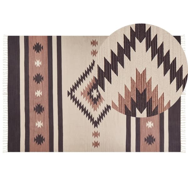Bomulds kelimtæppe 200 x 300 cm beige-brun ARAGATS Lumarko!