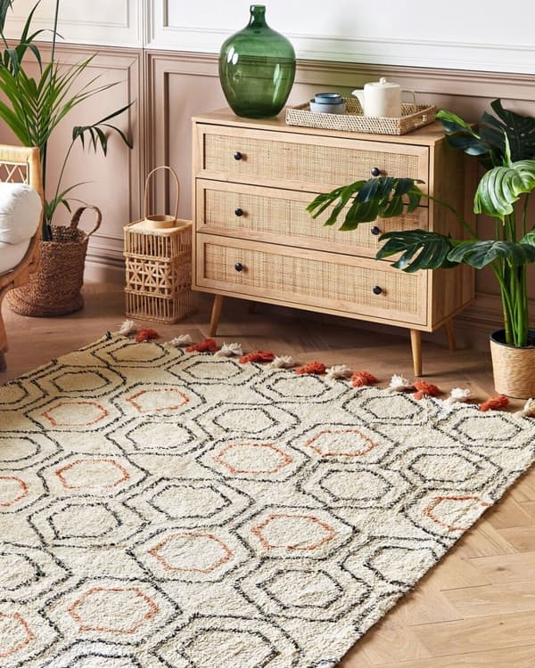 Bomullsmatta 160 x 230 cm beige-orange HAJIPUR Lumarko!