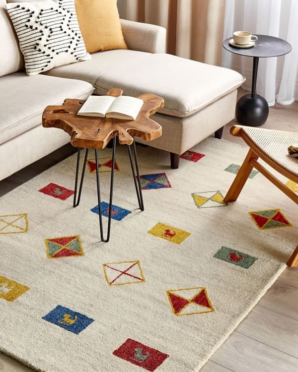 Ull gabbeh matta 140 x 200 cm beige MISINLI Lumarko!