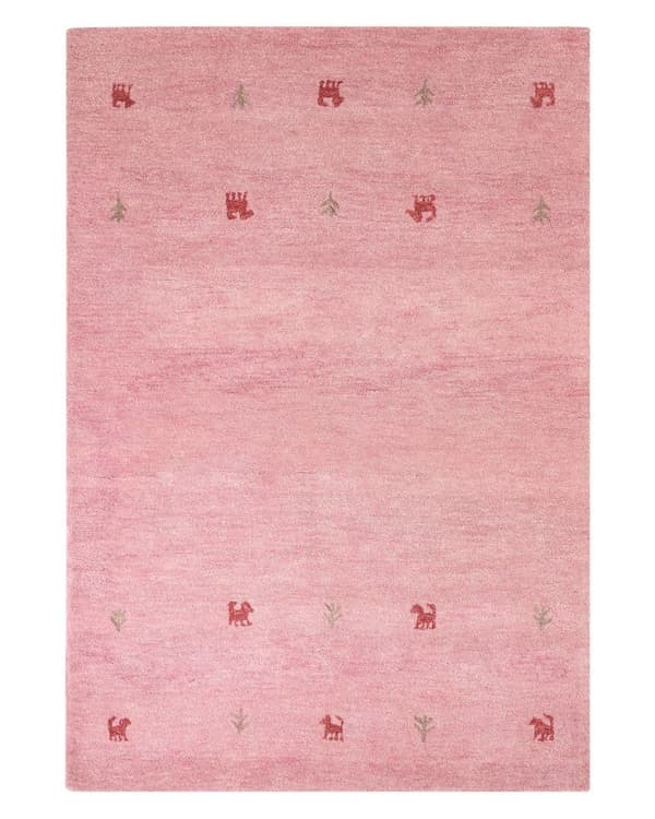 Uld gabbeh tæppe 140 x 200 cm pink YULAFI Lumarko!