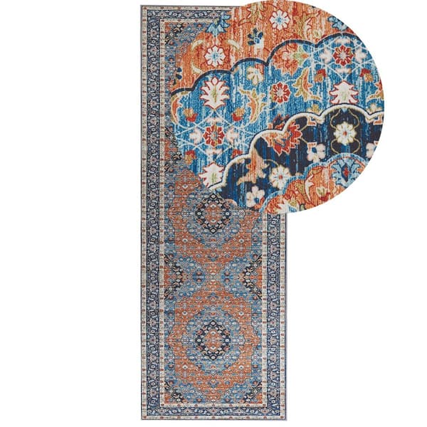 Matto 70 x 200 cm sininen/oranssi MIDALAM Lumarko!