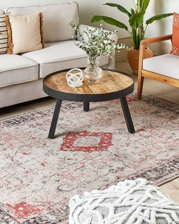 Bomuldstæppe 160 x 230 cm rødt og beige ATTERA Lumarko!