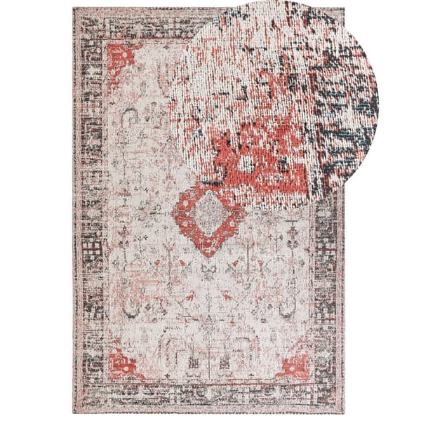 Bomuldstæppe 160 x 230 cm rødt og beige ATTERA Lumarko!