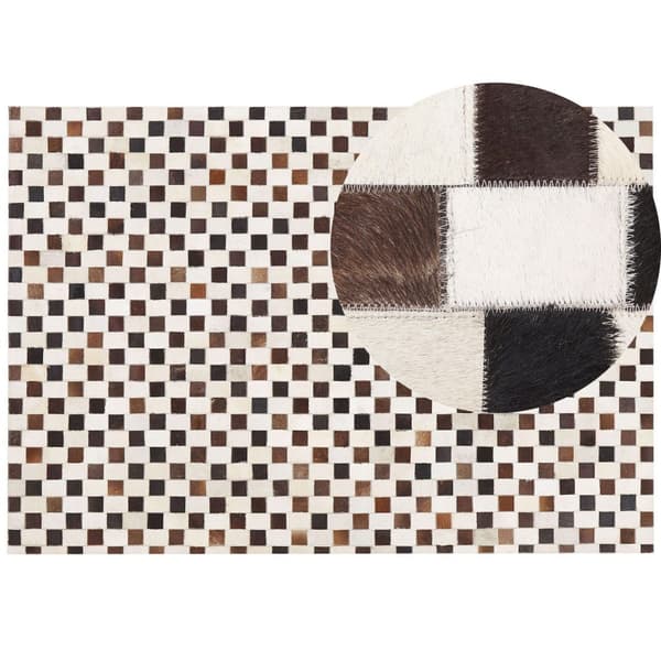 Patchwork lædertæppe 160 x 230 cm beige-brun KAYABEY Lumarko!