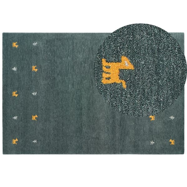Gabbeh-tæppe i uld 200 x 300 cm grøn CALTI Lumarko!