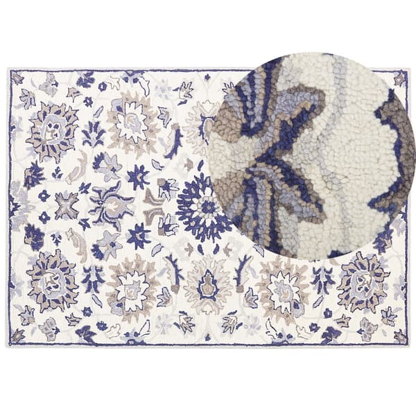 Villamatto 160 x 230 cm beige-sininen KUMRU Lumarko!